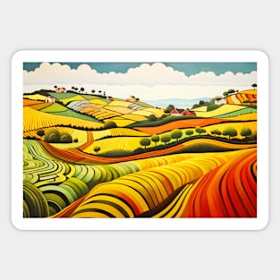 Countryside Concept Abstract Colorful Scenery Painting Magnet